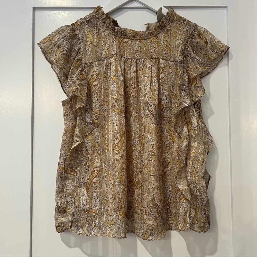 Joie Brown and Gold Paisley Blouse